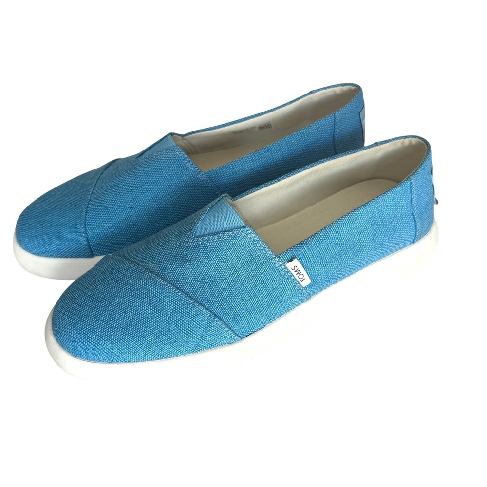TOMS Alpargata Cupsole Women 6 Blue EUC Canvas Slip On Sneakers